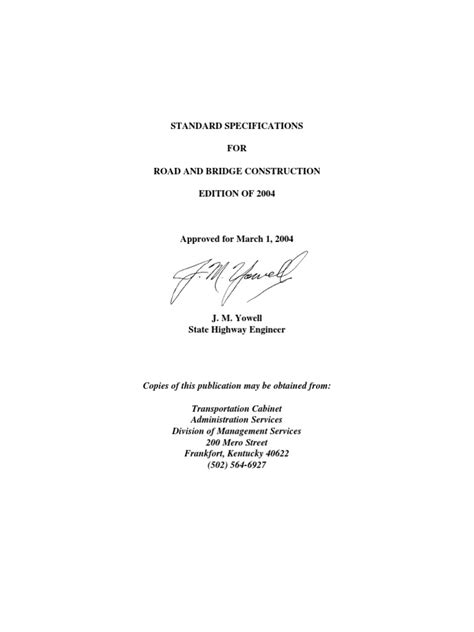 Complete KYTC Standard Specifications 2004 bridge pdf