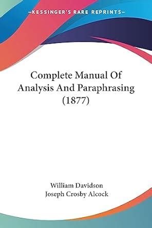 Complete Manual Of Analysis And Paraphrasing