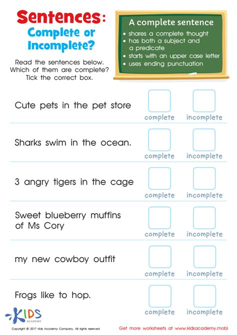 Complete VS Sentences Worksheet