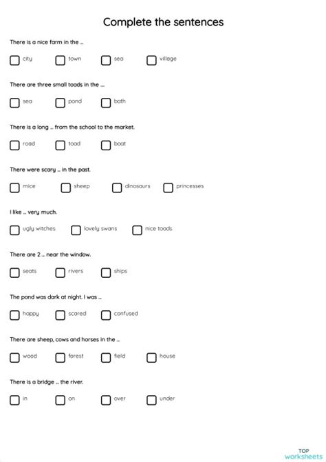 Complete and sentences interactive worksheet