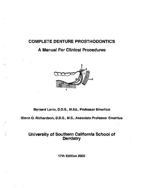 Complete denture prosthodontics a manual for pre clinical and clinical procedures. - Solution manual principles of foundation engineering 3th.