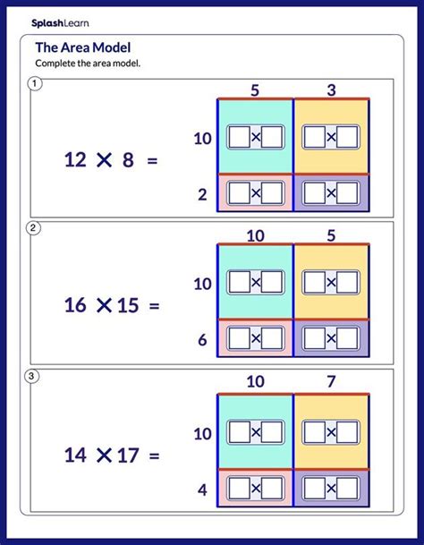 Complete the Area Model Math Worksheets SplashLearn