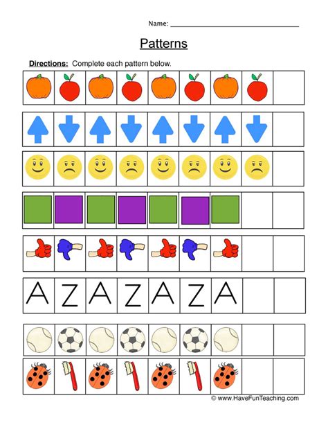 Complete the Patterns Worksheet 1 Pattern worksheet, Math patterns