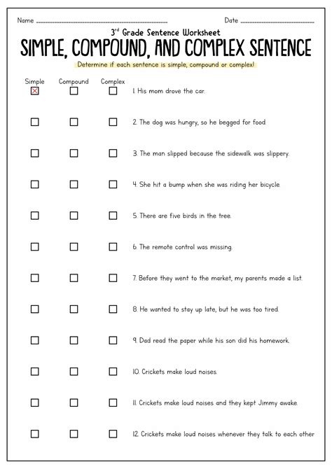Complex And Compound Sentences Worksheet Printable Word Searches