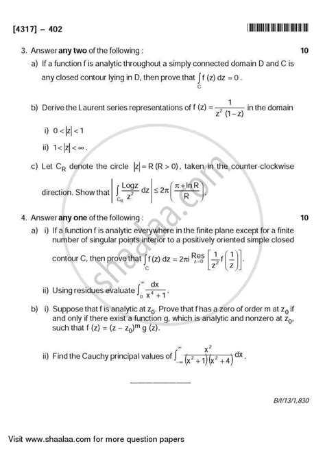 Complex analysis question paper pdf.  University of Pune Semester 6 (TYBSc) questio...
