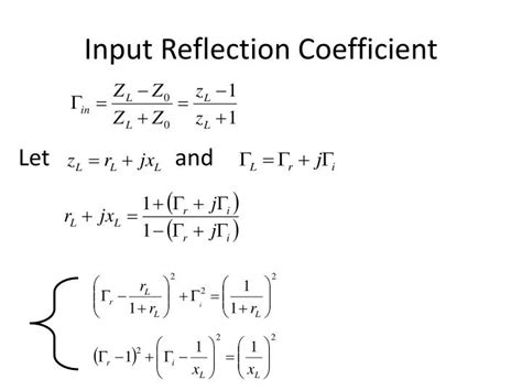 The reflection coefficient can also be expressed using the characteristic impedance of the transmission line Z 0 and the complex input impedance of the load Z L as: RF engineering typically relies on Z 0 = 50 Ω, which is a compromise between signal attenuation and power handling capacity that can be achieved with coaxial transmission lines.. 