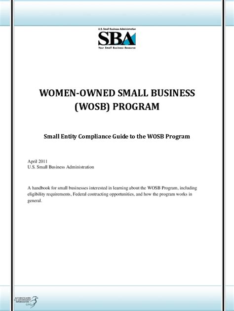 Compliance Guide to the WOSB Program Form Fill & Edit Printable PDF