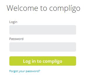 Welcome to complígo. Log in to complígo. Forgot your password? 