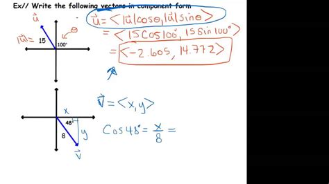 Component Form Given Magnitude and Direction Angle YouTube