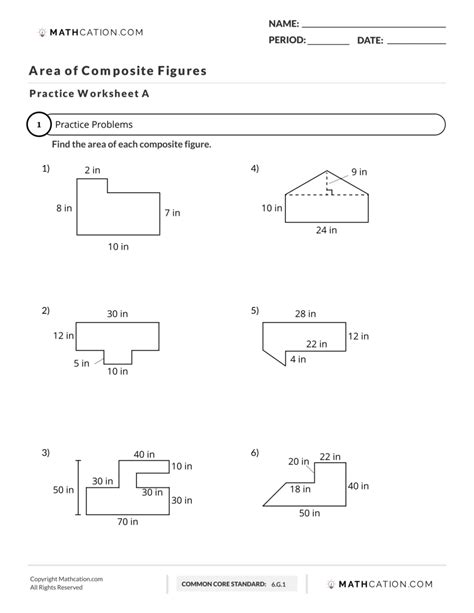 Composite figures worksheet with answers.  Choose from different levels, units, and meth...