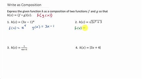 Composition of two functions calculator. 9,011. Feb 11, 2016. #2. JayQuery said: Hello, i'm in need of some help with a task involving the composition of two piecewise functions. The task is: Solve the composition f o g if f (x) and g (x) are real-valued functions. f(x) =⎧⎩⎨⎪⎪x + 1 −x − 2 x + 2 x < −2 −2 ≤ x < 0 x ≥ 0 \displaystyle {f (x)=\begin {cases}x+1 &\: x ... 