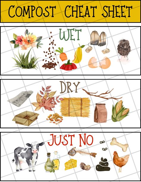 Compost Cheat Sheet Etsy