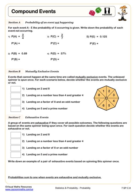 Compound Probability Worksheet With Answers Printable Worksheet Template