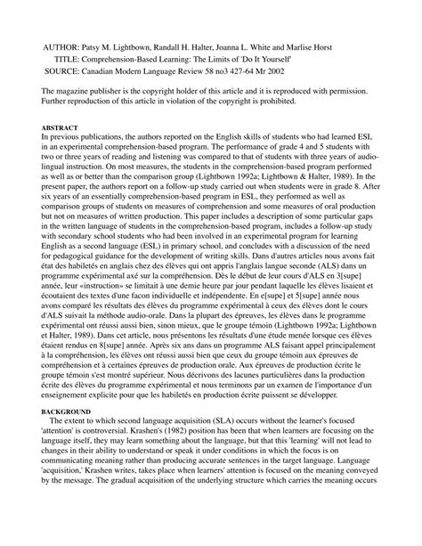 Comprehension-Based Learning: The Limits of &lsquo;Do It Yourself&rsquo;