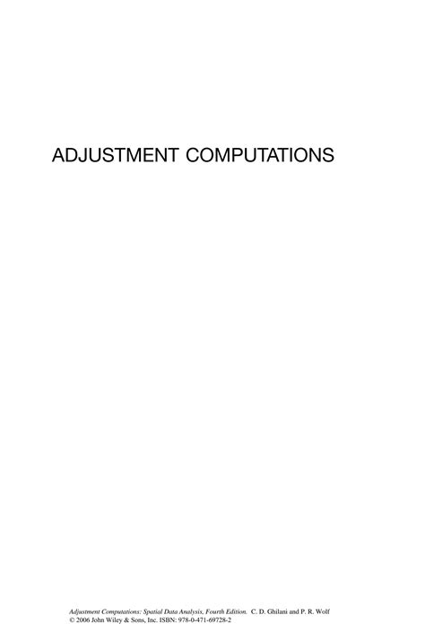 Computations Adjustment Spatial Analysis Solution Data