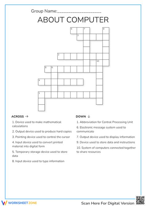 Computer Application Crossword Clue Computer Crosswords Worksheets