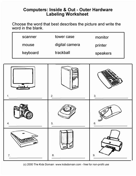 Computer Basics Worksheet Answer Key Beautiful Puter Worksheet for
