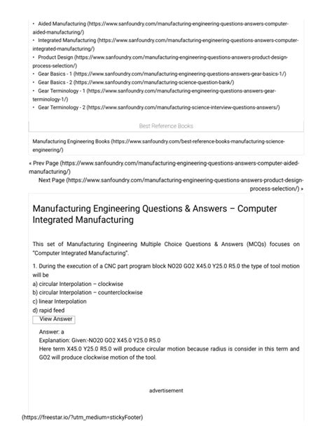 Computer Integrated Manufacturing Questions And Answers
