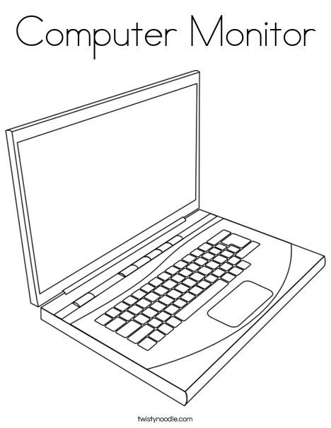 Computer Monitor Coloring Page Twisty Noodle