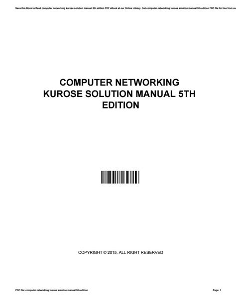 Computer Networking Kurose Solution Manual 5th Edition