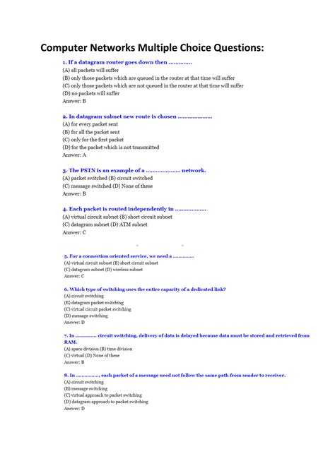 Computer Networks Multiple Choice Questions And Answersquestions And Answers In Computer Science
