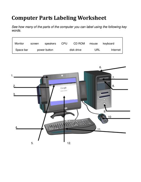 Computer Parts Labeling Worksheet Exams Computer Science Docsity