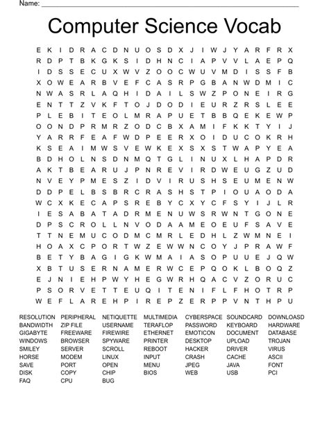 Computer Science Vocab Word Search Answer Key