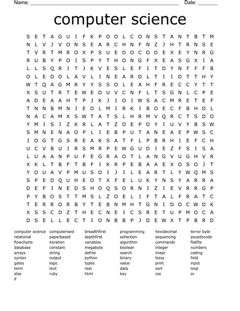 Computer Science Vocab Word Search WordMint