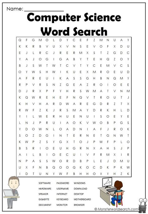 Computer Science Word Search Monster Word Search