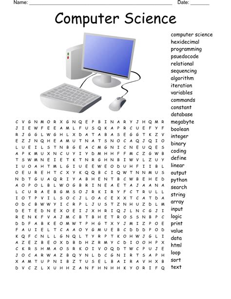 Computer Science Word Search Science word search, Science words