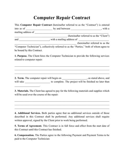 Computer Service Contract Templates at