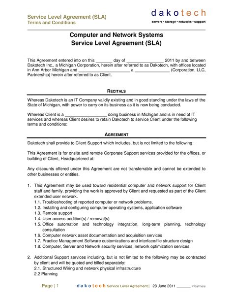 Computer Services Agreement - Template - Word & PDF