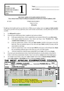 Computer Studies Question And Answer For Waec