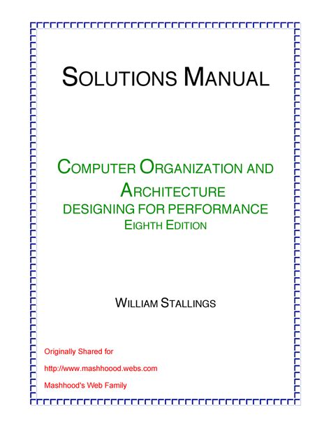 Computer organization and architecture solution manual 8th edition. - Arbejds- og fabriktilsynet gennem 75 aar.