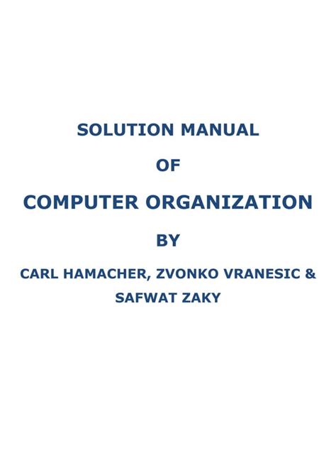 Computer organization by carl hamacher solution manual. - William turner und die landschaft seiner zeit.