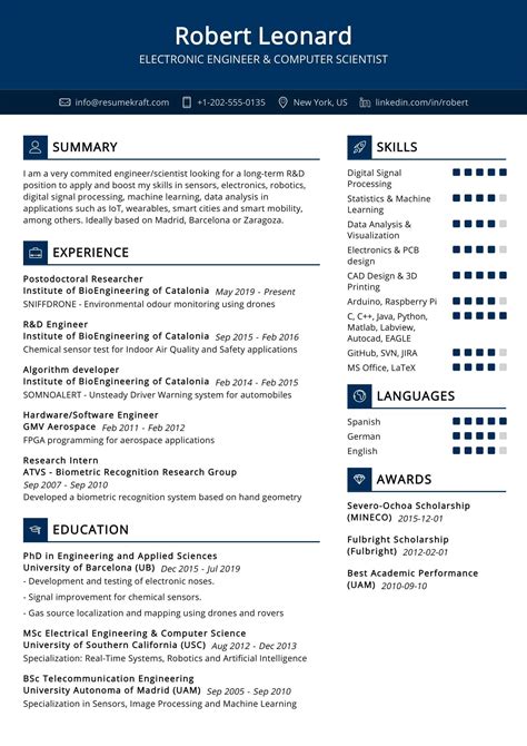 Computer science resume template. Set the page margins on your resume to 1 inch all the way around and include plenty of white space to guide the gaze. Pick a professional, readable resume font and set it to 11 or 12 points. Include a larger heading for each section (13 to 14 points) to make your resume easy to skim. 