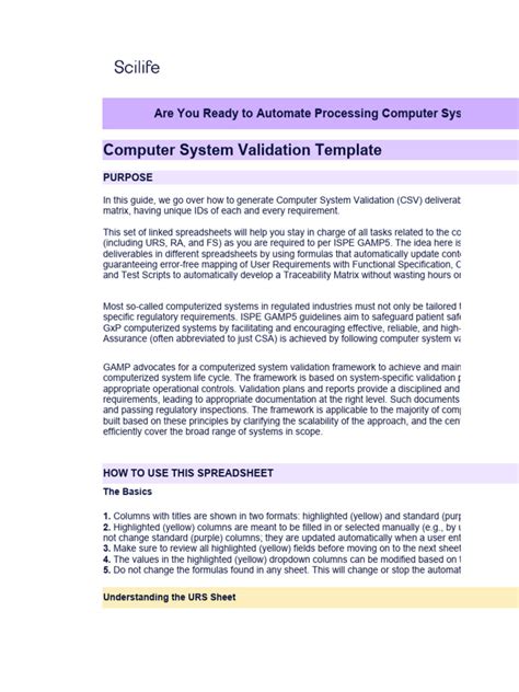 Computer system validation report template.  Filling out the highlighte...