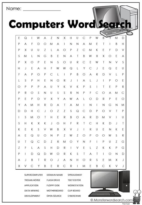 Computers Word Search Monster Word Search