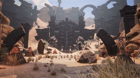 Conan exiles the dregs. Since you're on Single Player, as a workaround for now (wouldn't expect bugs to get fixed any time soon), you can probably just turn on Ghost, then fly down through to the stairs, then use Walk to turn Ghost off. I just went in and checked, need tasty monster meat soon anyway. Everything opens normal for me. 