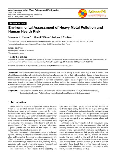 Concentration and pollution assessment of heavy metals within …