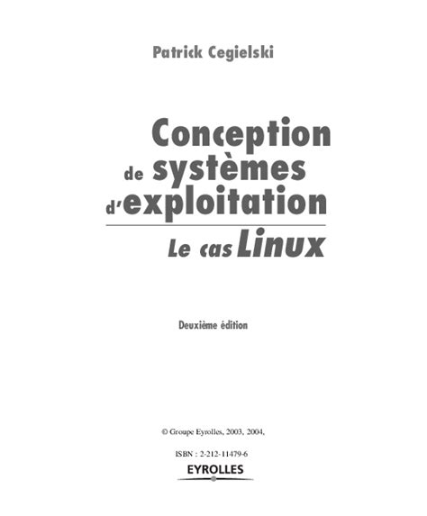 Conception de systèmes d'exploitation: Le cas Linux