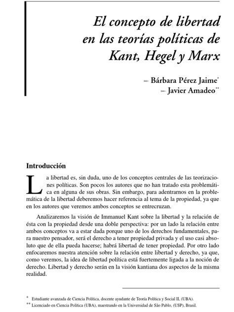 Concepto de Libertad en Kant Hegel y Marx PDF PDF - Scribd