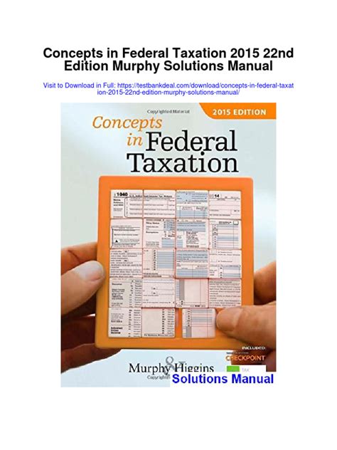 Concepts in federal taxation 2015 solution manual. - Morto comanda a fuga e outras histórias, o.