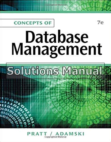 Concepts of database management 7th edition solution manual. - Control of communicable diseases manual online.