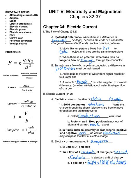Conceptual Physics 34 Electric Current Answers Nottas