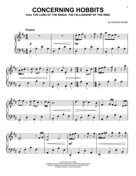 Concerning hobbits sheet music.  Also included is a recording featuring a full-perfor...