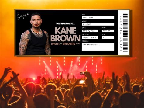 Concert Ticket Gift Kane Brown - Etsy