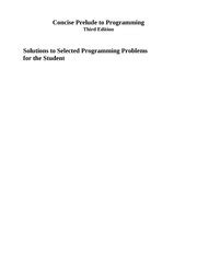 Concise Prelude To Programming Third Edition