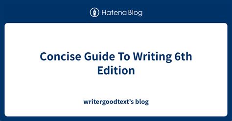 Concise guide to writing 6th edition. - Quick start guide user manual for v3400 series appliances.