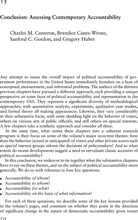 Conclusion: The Promise of Accountability and Stability